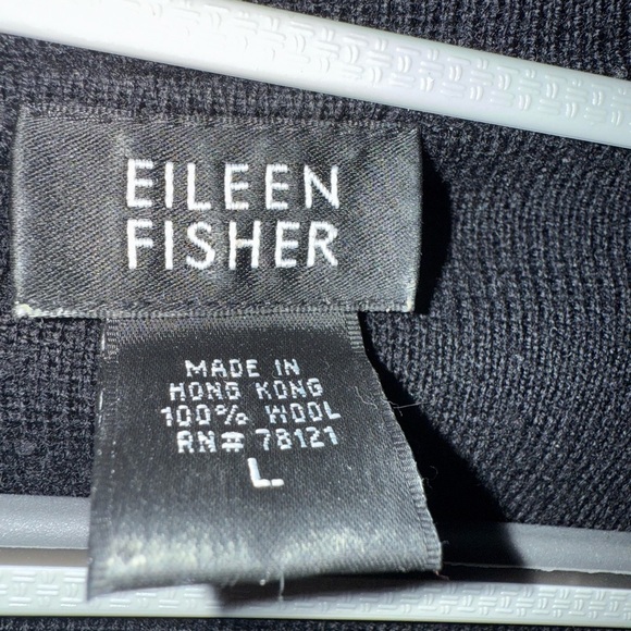 Eileen Fisher black wool button up cardigan - Picture 2 of 8